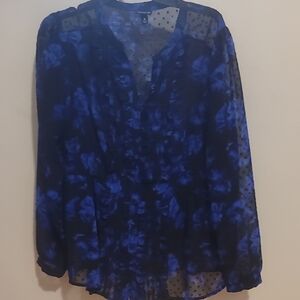 Torrid Sheer Blue Floral Blouse